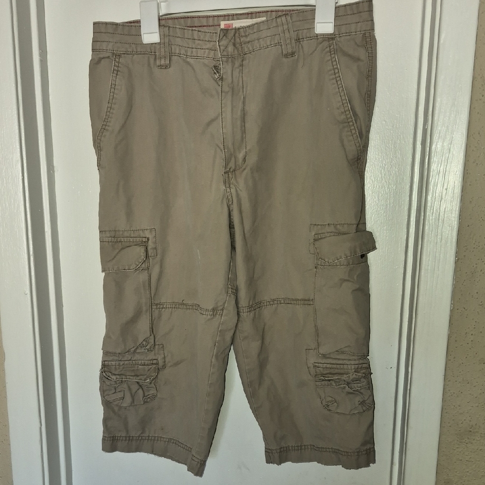 Khaki Cargo Shorts Extra Long